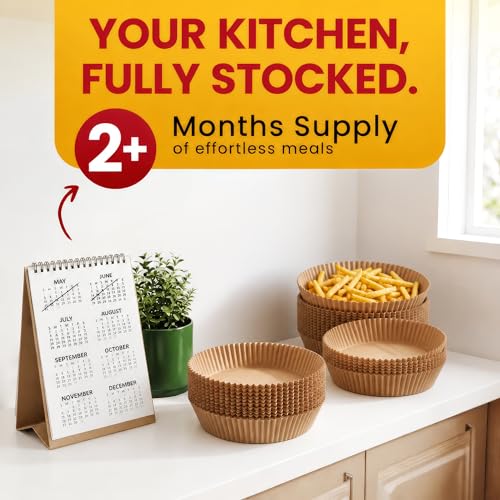 Image of Air Fryer Liners for Ninja, 125 Pcs Round Disposable Airfryer Paper Liners | Non-Stick and Oil Proof for Easy Cleanup, Great for Oven, Pans & Baking - 8 inch for 5-8 qt Basket by Baker's Signature