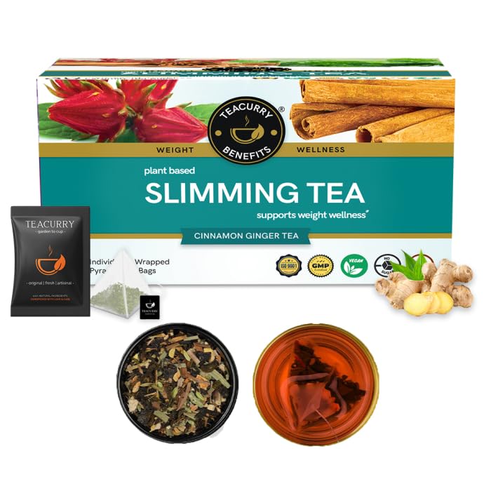 TEACURRY Slimming Tea For Weight Management (30 Tea Bags, 1 Month Pack) - Manage Over All Weight | Get Slimmer And Toned Body Shape | For Men And Women, Ginger, 60 Gram