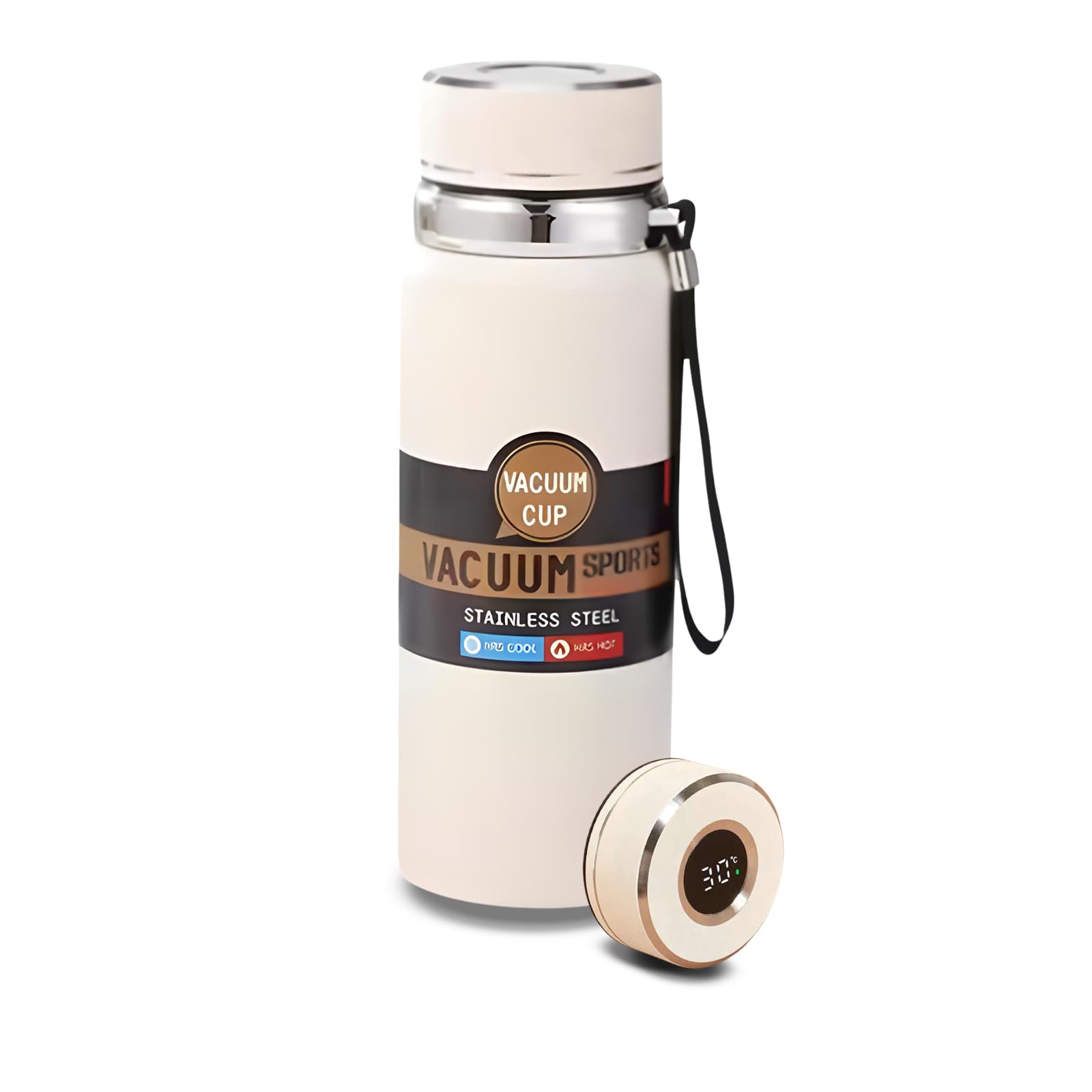 SipSavor, Stainless Steel Water Bottle, Double Walled & Vacuum Insulated,1000ml with temp display, keep drinks Cold/Hot for18 hrs Leakproof & Rust