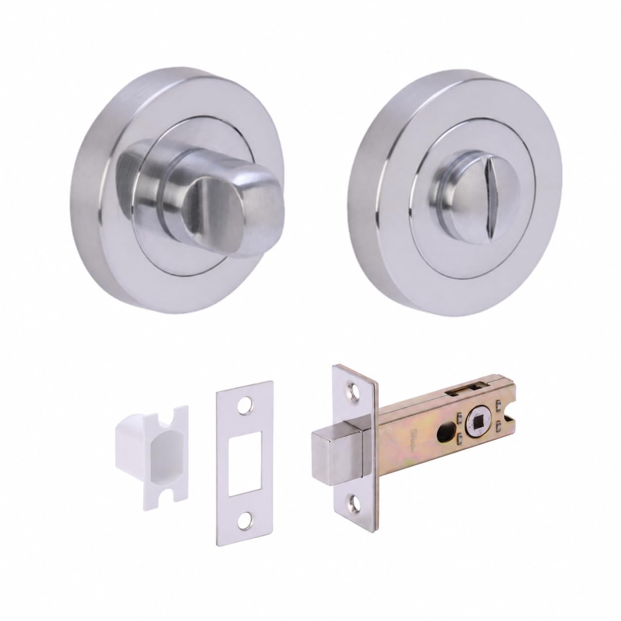HANDLEZONE® Bathroom Toilet Door Thumb Turn and Release Deadbolt Kit - Satin Chrome - 76mm Bolt with 57mm Backset — image 1