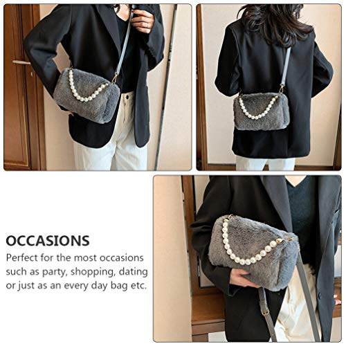 KESYOO Bolsa Feminina de Pele Falsa Cinza para Noite Telefone Carteira Bolsa Bolsa de Ombro Crossbod