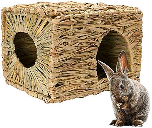 Natural Seagrass Mat Bed Hideaway Toy, Hand Woven for Rabbit Guinea Pig Chinchilla Ferret