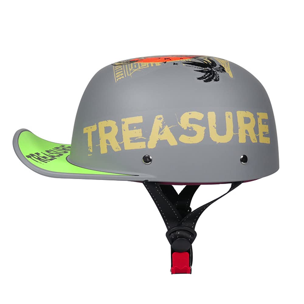 Woljay Vintage Open Face Motorcycle Helmet Baseball Cap Half Helmets Retro Men Women for Chopper Cruiser Street Scooter Moped Cap Jet - DOT Certified