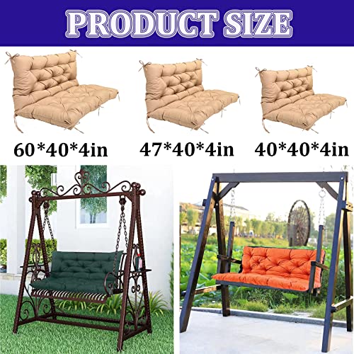 Swing Cushions 2-3 Seater Replacement Waterproof Porch Swing Cushions With Backrest And Straps Thicken 4" Swing Cushion Replacement For Outdoor Swing Cushions Patio Garden Furniture Terrace (47*40In) #TOP6