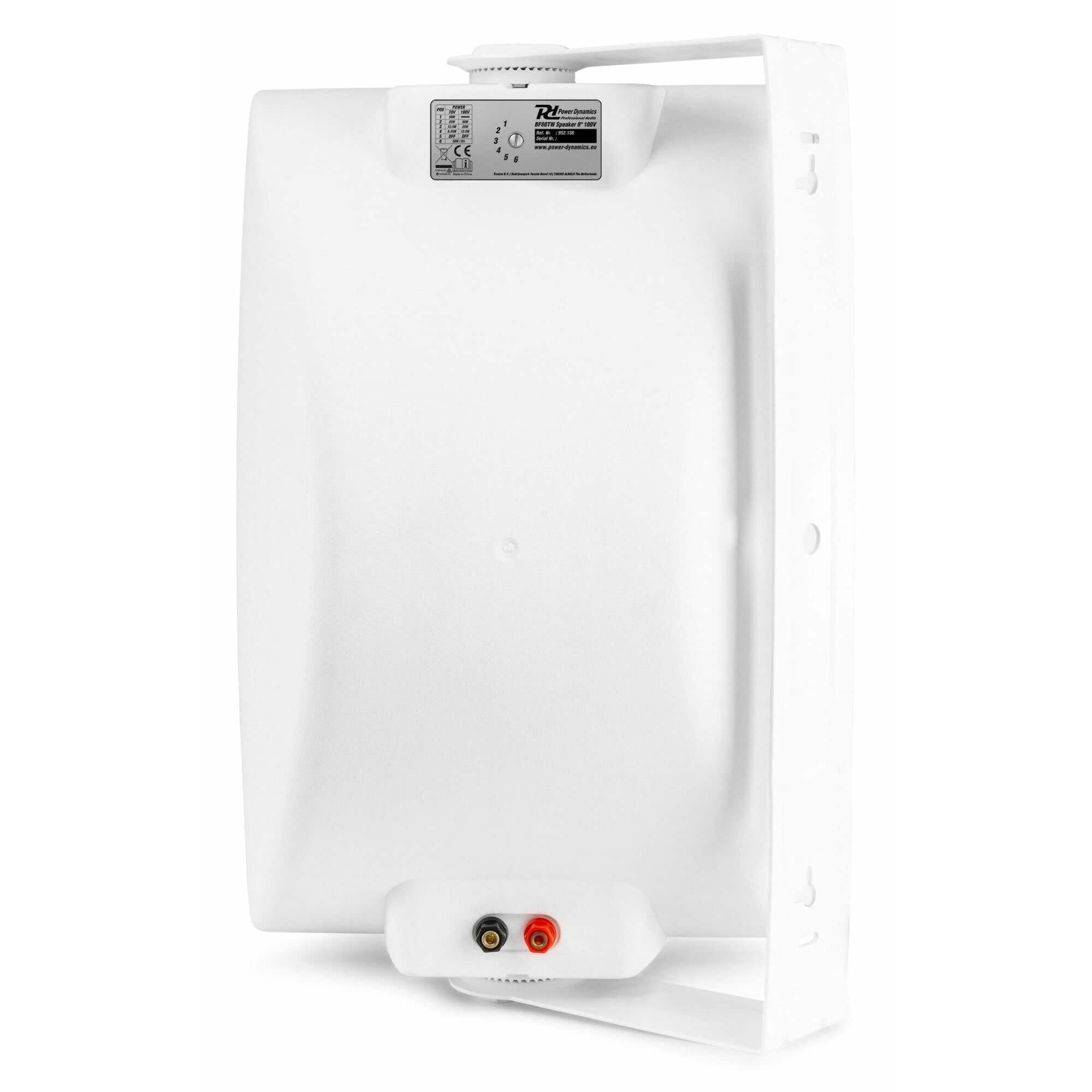 Power Dynamics BF80TB - Enceinte Haut-Parleur Blanche Résistants aux Intempéries, Puissance 50 Watts RMS, 8 Pouces, 100V ou 8 Ohms, IPX5 pour Utilisation à l'Intérieur ou à l'Extérieur