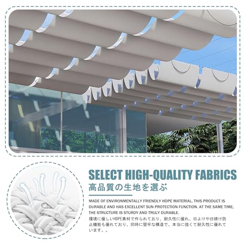 Voile d'ombrage rétractable en U imperméable terrasse pavillon 1,8x8m