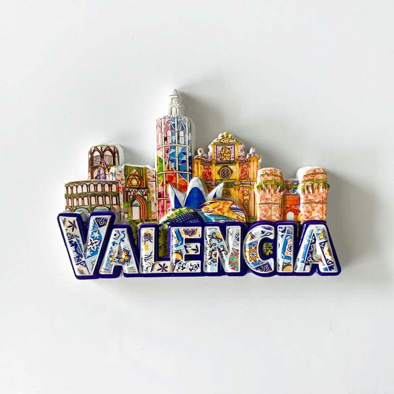 Imán decorativo de resina Valencia España 4 x 2 x 6 in