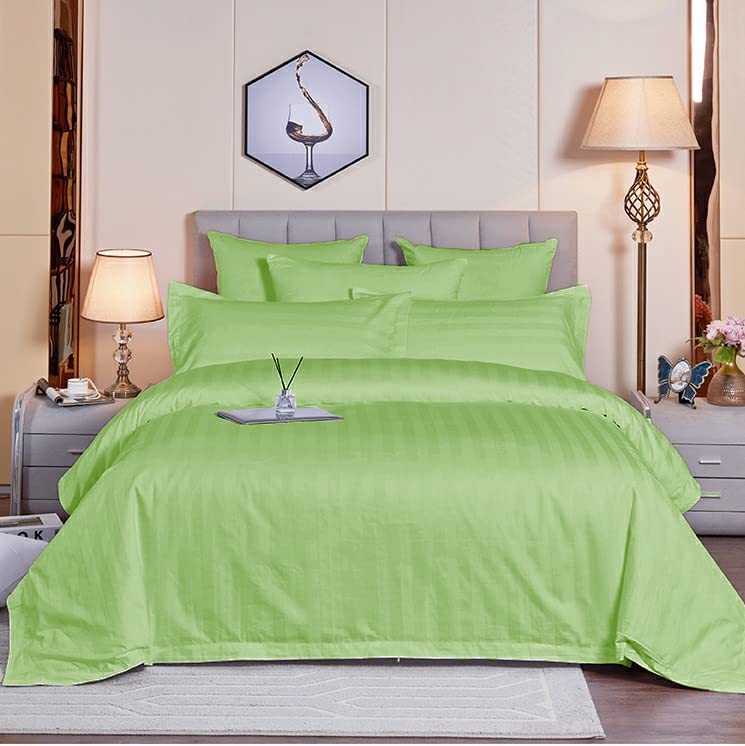 Twenty Infinity 300 Thread Count Turkish Cotton & Satin Finish Luxury Solid Bedsheets with 2 Pillow Covers (Super King, Spring Green)