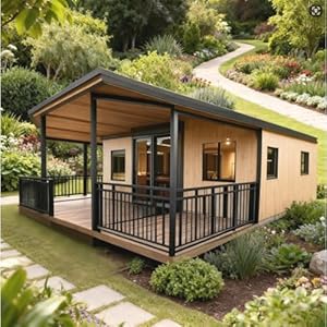 20ft prefabricated Tiny House for Sale, Expandable Tiny Home with Two bedrooms a Living Room and one Bathroom Modular Portable Foldable Cabin kit for Off-Grid Living for Adults Luxury Container Homes