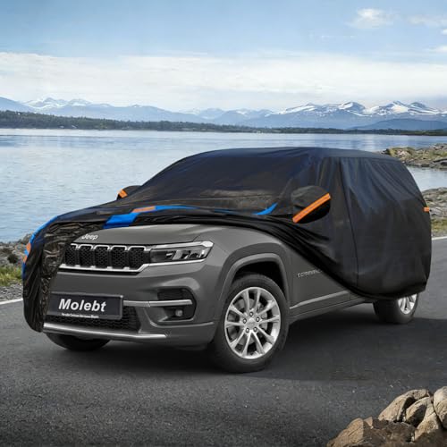 Image of Custom Fit SUV Car Cover for Jeep Commander (2006-2026), Upgraded Waterproof All Weather Outdoor Auto Cover with Driver Door Zipper & Mirror Pockets, UV /Snow /Dust Protection