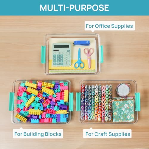 Image of Vtopmart 8 Pack 6 Qt Plastic Storage Bins with Lids, Clear Sensory Bins | Stackable Containers for Organizing School & Office Supplies, Arts & Crafts Organizers and Storage for Home, Craft Room