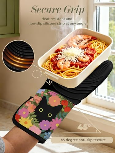 Gants de cuisine en silicone imperméables avec coton doux