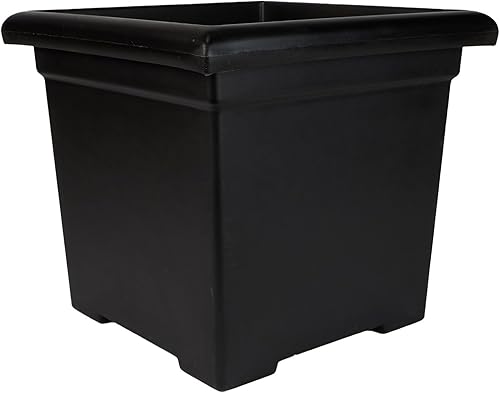 The HC Companies Maceta cuadrada decorativa de 12.5 pulgadas, maceta decorativa ligera para exteriores con drenaje para porche delantero, terraza y