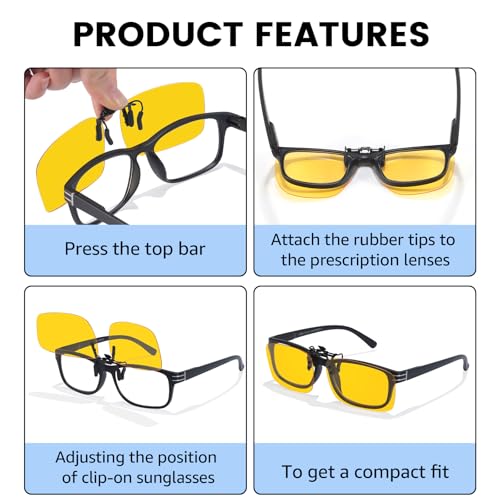 Trysee® Polarized Clip on Sunglasses Over Prescription Glasses UV400 Protection (Including Non-flip Up & Flip Up) TS-CO-3094