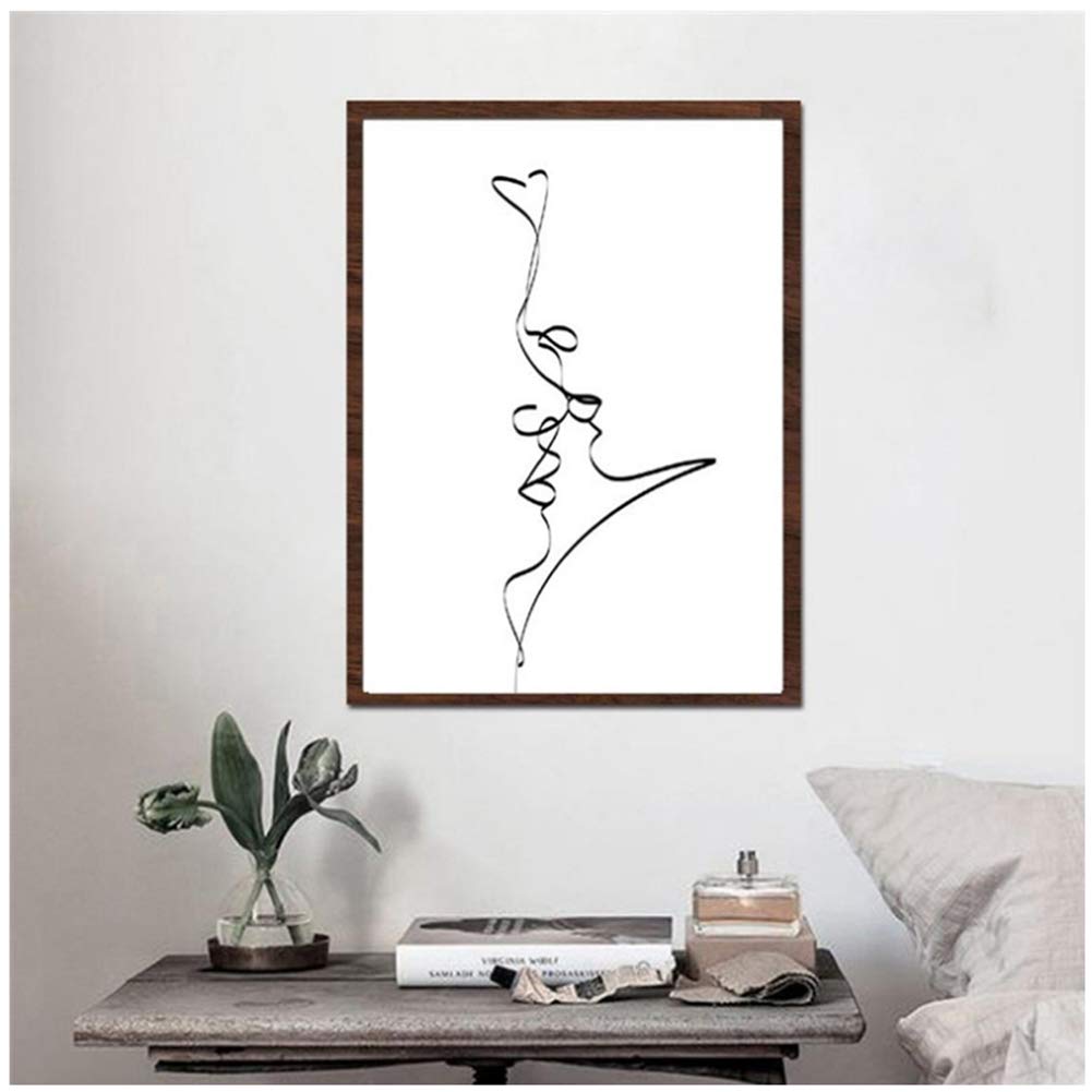 Line Drawing Kissing Couple Bedroom Wall Decor, Couple Line Art, Modern