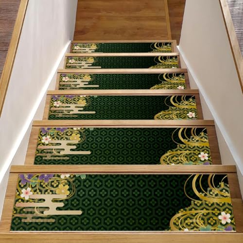 Alfombra para escaleras con patrón japonés, alfombrillas de protección premium para interiores 2