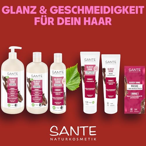 SANTE Naturkosmetik Glossy Shine Shampoo - 950 ml - mit Bio-Birkenblatt & 3-Fach Protein Komplex - für glanzloses Haar - silikonfrei & vegan - dermatologisch getestet