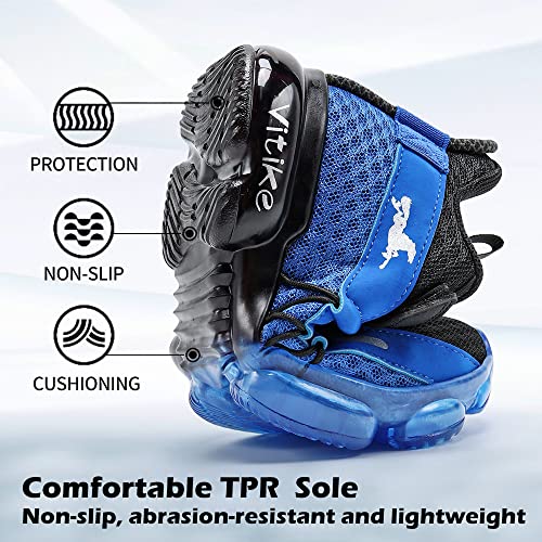 Vituofly Boys Sneakers Kids Running Shoes Girls Mesh Fitness Shoe Indoor Training Sneaker Lightweight Outdoor Sports Athletic Tennis Shoes For Little Kid/Big Kid Black Blue 5 Big Kid #TOP2