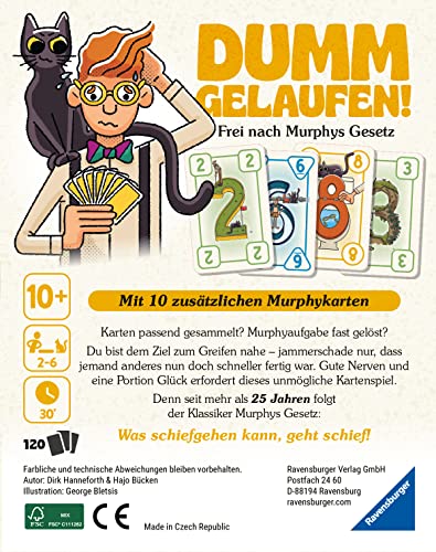 Ravensburger 20968 - Dumm Gelaufen! Kartenspiel für 2-6 Personen, Mit Mac und schwarzer Katze Murphy, Unterhaltung ab 10 Jahren – Bild 6