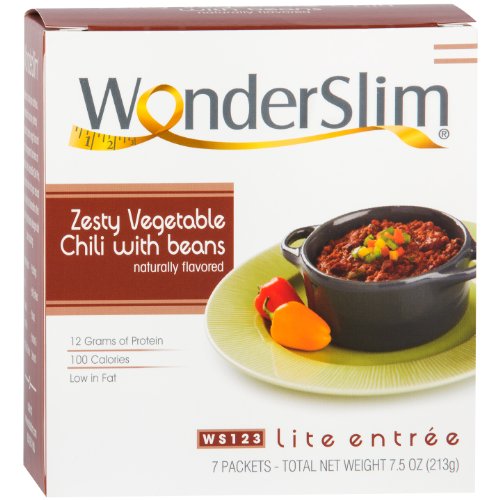 WonderSlim Low-Carb High Protein Vegetarian Zesty Vegetable Chili w/Beans Mix (7 Servings/Box)