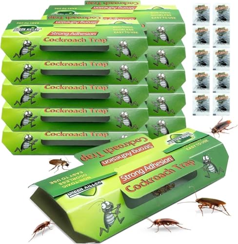 Timelux 10pcs Cockroach Trap for Indoor Home Friendly Cockroach Killer Bait & Traps - Roach Traps Indoor Sticky Eco-Friendly Cockroach Traps Indoor Long Lasting Safe for Children & Pets