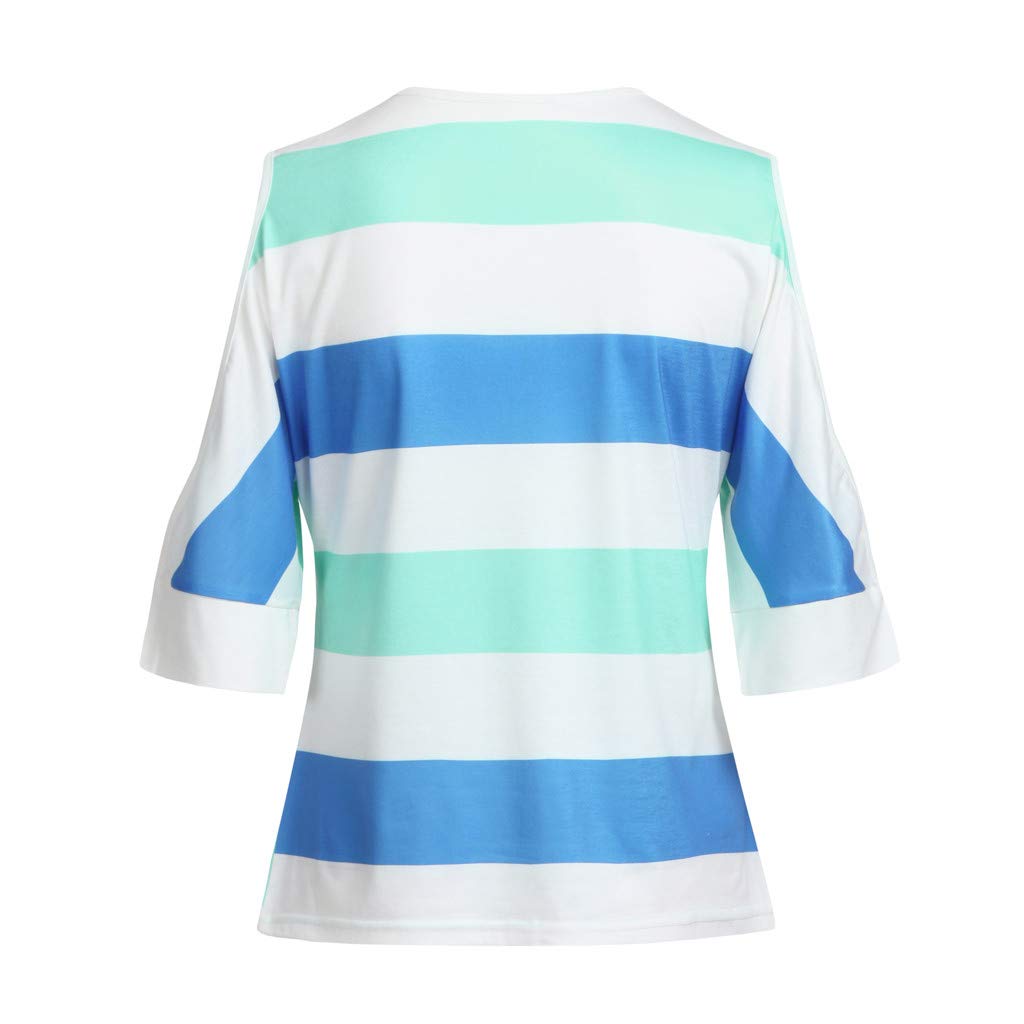 wodceeke Damska koszulka na co dzień w paski z odkrytymi ramionami patchworkowa kolorowa bluzka t-shirt topy