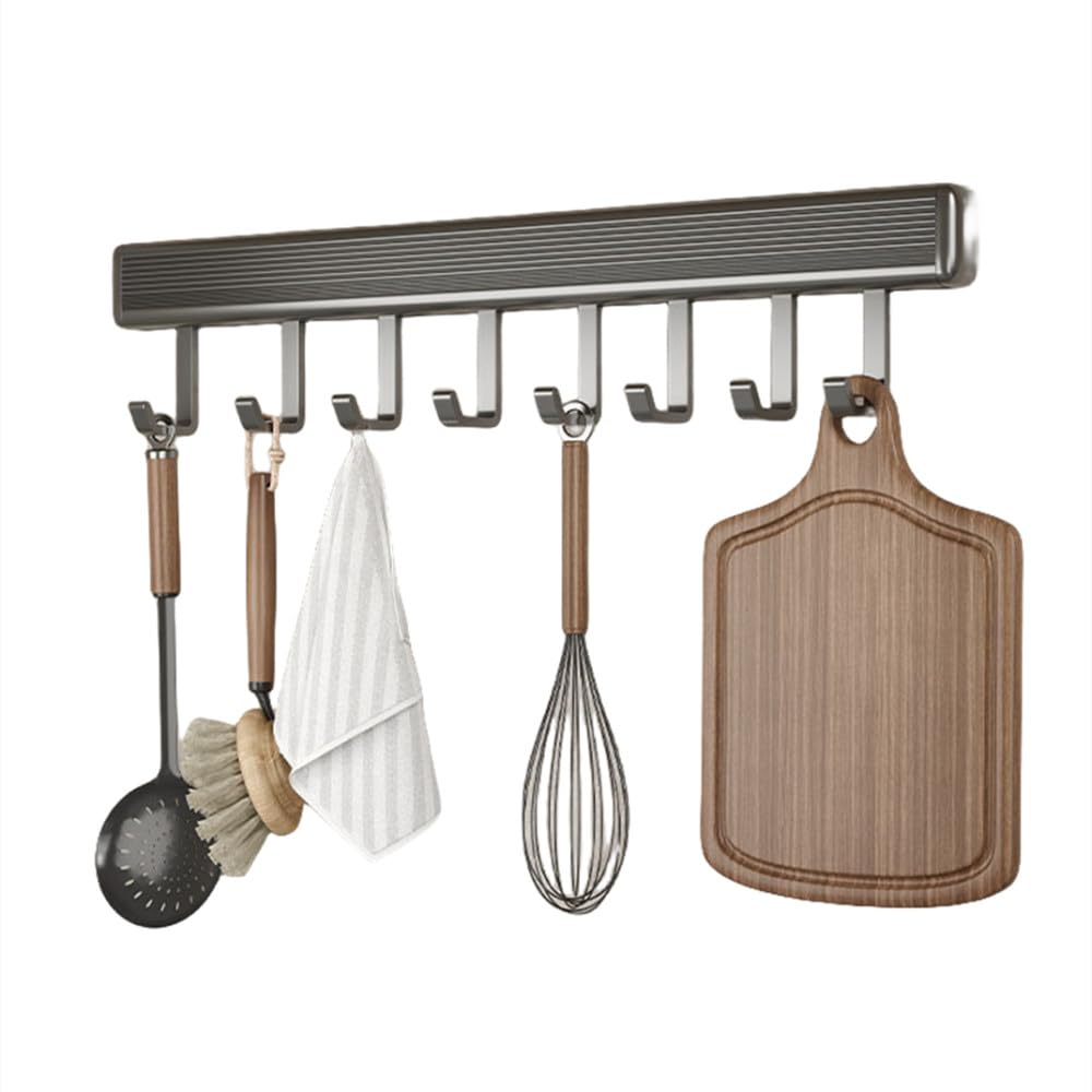 Support cuillère et pelle de cuisine gris pour rangement mural de 40 cm