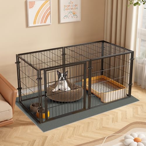 XPIY Large Dog Crate – 59 Inch Metal Kennel for Medium and Small Dogs, Safe Indoor & Outdoor XL Big Puppy Cage, Pet Playpen Yard, Dog Fence Playpen Easy Assembly (Black, 59 Inch)