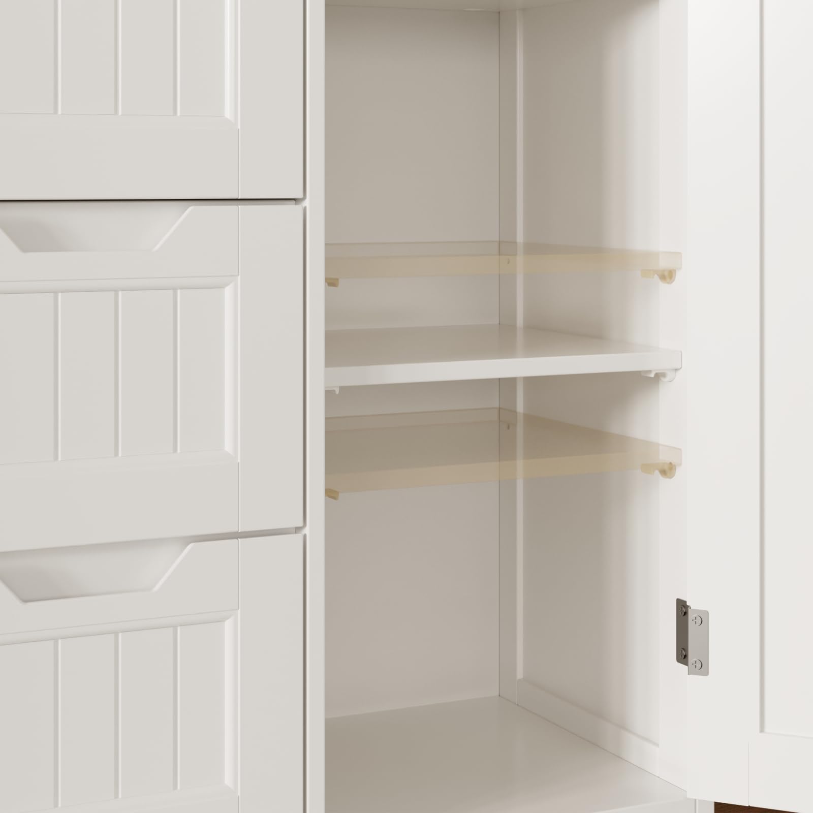 Bealife Aparador de Cocina, Mueble de baño con 4 cajones y 1 Puerta, aparador con estantes Ajustables para Cocina, baño, salón y Dormitorio.30 x 60 x 85cm(Blanco)