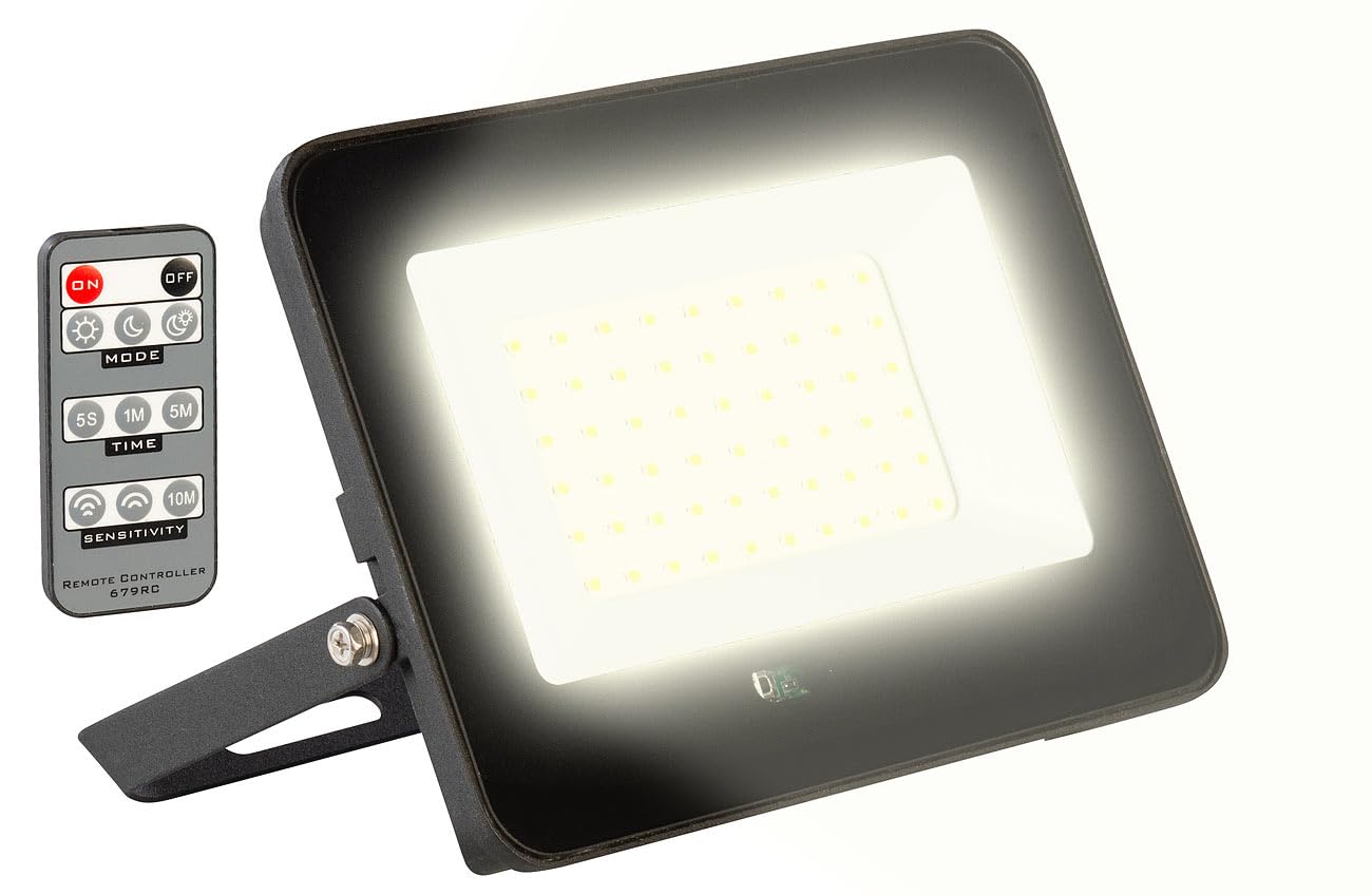 Luminea LED-Fluter warmweiß: 2er-Set Wetterfester LED-Fluter, Radar-Bewegungssensor, 50W, 3.000K (Hoflampen mit Bewegungsmelder, Leuchte Funkbewegungsmelder)