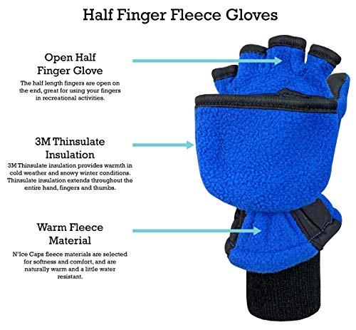 Image of N'Ice Caps Kids Fingerless Glove Mitten Converter Warm Thinsulate Lined