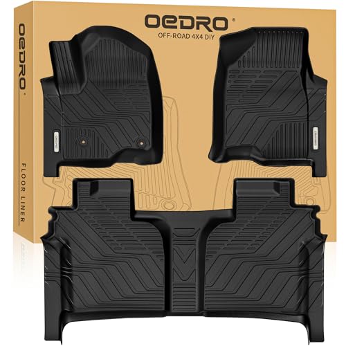 OEDRO Upgraded Floor Mats for 2019-2026 Chevy Silverado/GMC Sierra 1500 Crew Cab & 2020-2026 Silverado/Sierra 2500HD 3500HD, Bucket Seat, All Weather Custom Fit Silverado Accessories Floor Liners