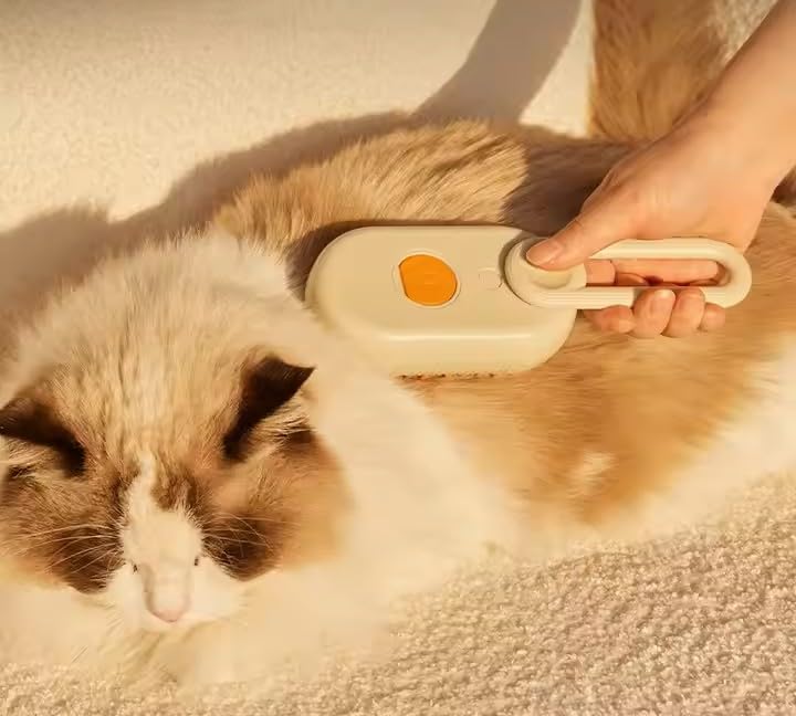 Image of 4-in-1 Cat Steam Brush | Rechargeable & Anti-Static | Massage & Cleaning | Shedding & Combing in One!