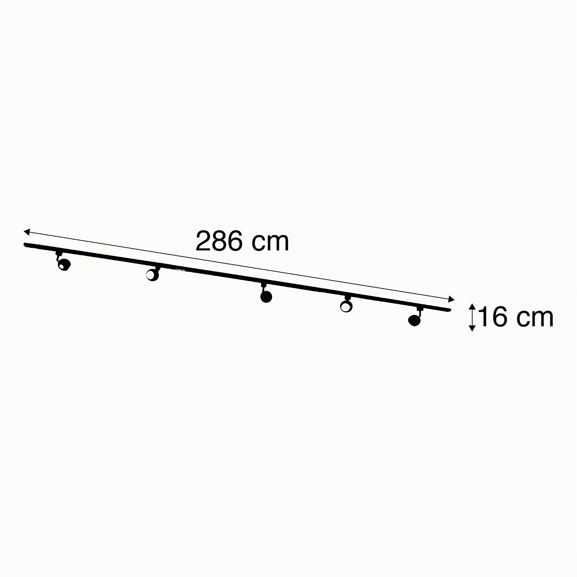 Qazqa gissi - Système de rail spot luminaire plafond, plafonnier compatible pour led - 5 lumière - L 286 cm - Noir - Moderne - éclairage intérieur - Salon I Chambre I Cuisine I Salle à manger