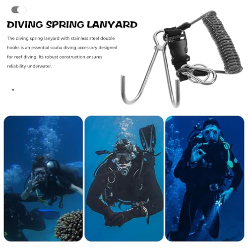 Gancho de arrecife de buceo doble en acero inoxidable 316 con cordon negro 3