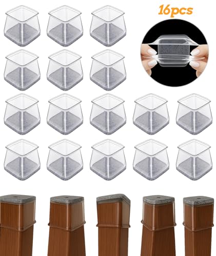 Image of 16 Pcs Furniture Leg Caps Silicone, Chair Leg Floor Protector, Non-Slip Silicone Chair Leg Protector, 31 * 36 * 37mm Furniture Leg Cap for Dining Chairs, Bar Stools, Office Chairs