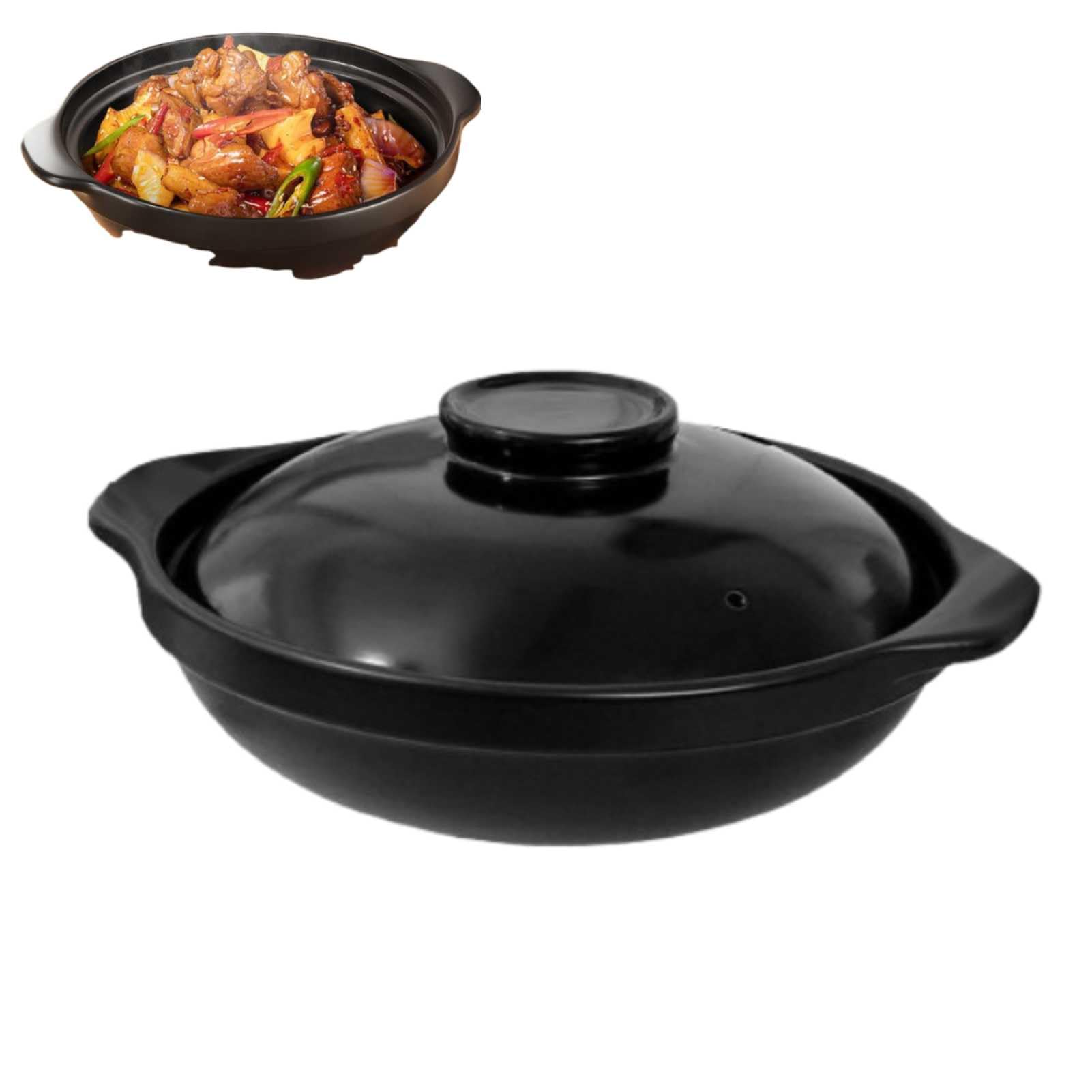 Koreanischer Steintopf, brutzelnder Hot Pot mit Deckel, Lithium-Porzellan-Schüssel, Suppen-Dolsot-Schüssel für Reis-Eintopf-Auflauf-Nudeln