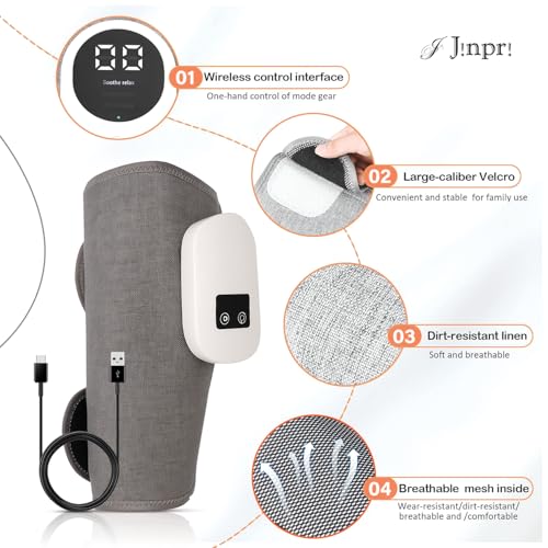 Image of JINPRIAir Compression Leg Massager with Heat - Cordless Calf for Circulation & Pain Relief Foot Therapy Machine Relaxing Men Women Shiatsu Kneading Massage (2)