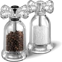 Cole & Mason Tap Shape Salt and Pepper Mill Gift Set - Precision Carbon Steel & Diamond-Sharp Ceramic Mechanisms, Pre-Filled, Adjustable Grind, Gift Boxed - Clear/Silver