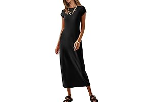 Summer Short Sleeve Crew Neck Long Maxi Women's Dress