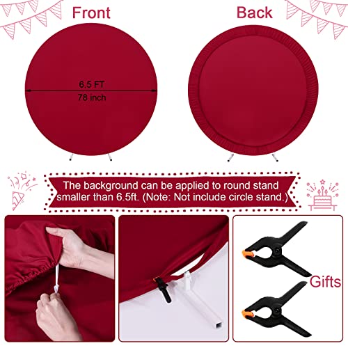 Image of Burgundy Round Backdrop Cover 6.5x6.5ft Burgundy Circle Birthday Photo Photography Background for Party Baby Shower Wedding Decorations