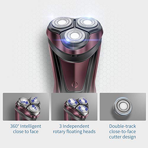ELEHOT Electric Razor for Men Beard Trimmer with Digital Display 3D Rotary Rechargeable Cordless RS335 (Red) - Thumbnail 4