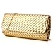 DETARA Woven Evening Clutch Purse for Women Fashionable PU Leather Handbag Stylish Shoulder Bag Ideal for Wedding Party and Prom (Gold 7018)