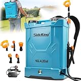 SideKing Pulvérisateur Électrique à Dos 16L, Pulvérisateur de Jardin Pression Réglable Jusqu’à 8,3 Bars, 2 Lances, Dossier Ergonomique, 5 Buses, Pulvérisateur Toiture Nettoyage Anti-Mousse & Façade