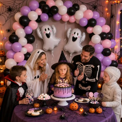 Image of Halloween Balloons Pastel Pink Black Purple Cute Ghost Balloons Party Decor