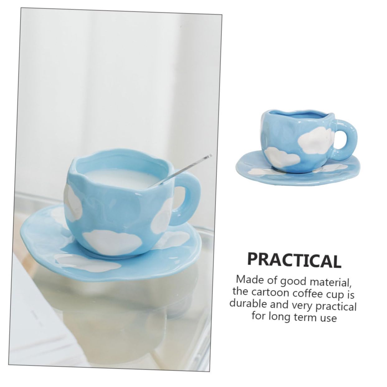Healifty Taza de Café Retro de Cerámica con Platillo, Diseño Nube
