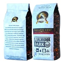 DARK ROAST, Whole Bean Coffee, Organic Fresh Artisan Premium Beans, Volcanic Cult Vanuat LLC COLLECTION from Indonesia, East Java, El Salvador, Guatemala, Honduras, and Peru 1 Pound, 16OZ, EL SALVADOR