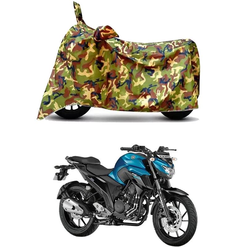 Image of Waterproof 100% PVC Coated Full Bike Scooty Two Wheeler Body Cover Compatible for Yamaha FZS 25 /UV-Rays /Heat Protection /Birds Dropping /Scratchproof /Dust Proof /All Varient[6X6 Jungle Print]