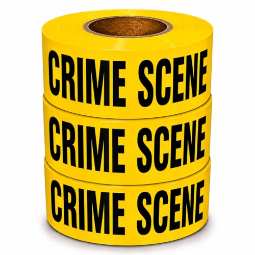Image of ATERET Crime Scene Do Not Cross Tape 3 Pack 3 inch x 1000 feet, Hazard Safety Tape, Construction Tape for Danger /Hazardous Area, Ideal Use for Halloween Decorations, Party, Work-Site