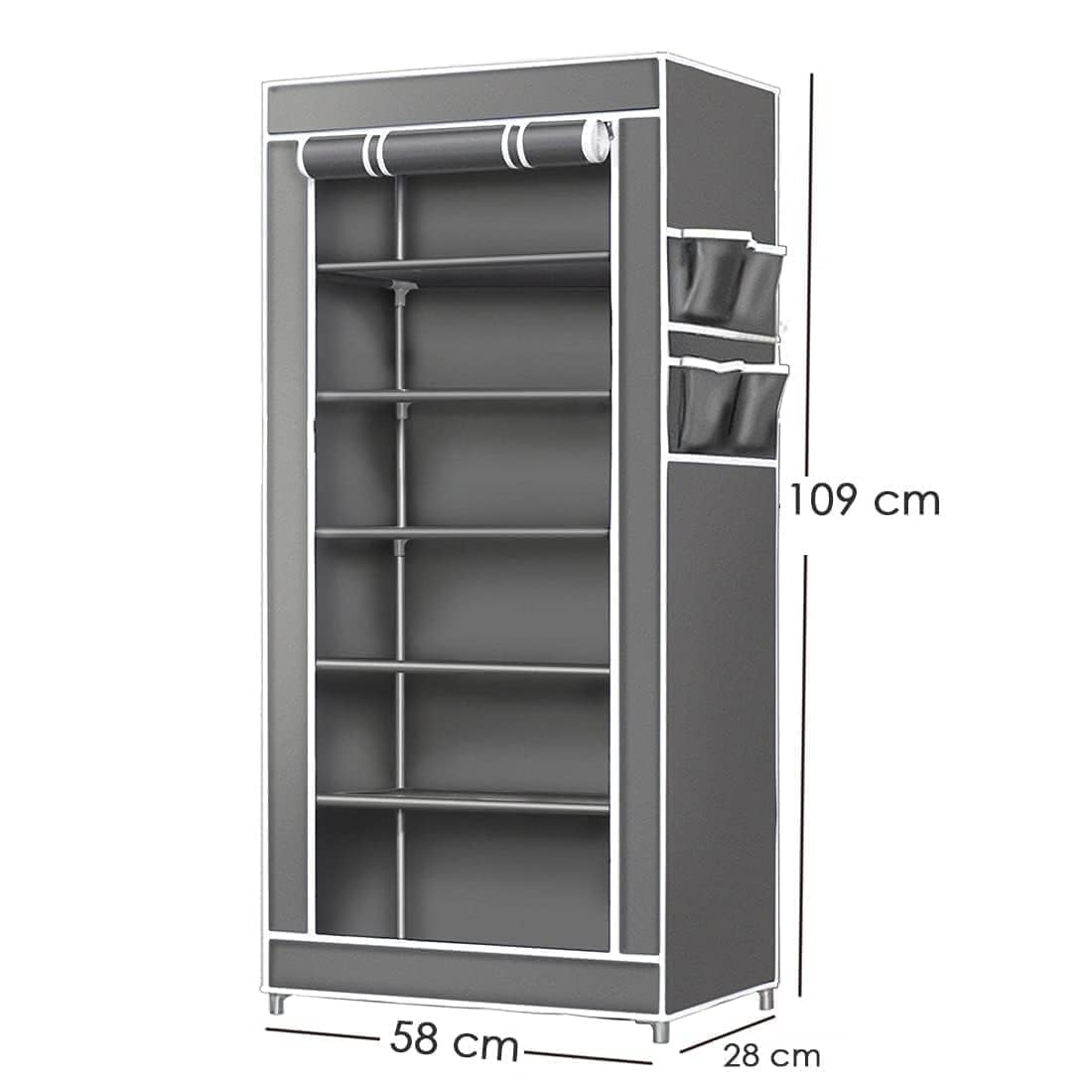 Homdox Portable Collapsible Wardrobe for Clothes Storage – Foldable Cloth Organizer Cupboard with Shelves for Bedroom & Home (Durable, Space Saving Design) (Black, 6 Tier) - Image 3 thumbnail